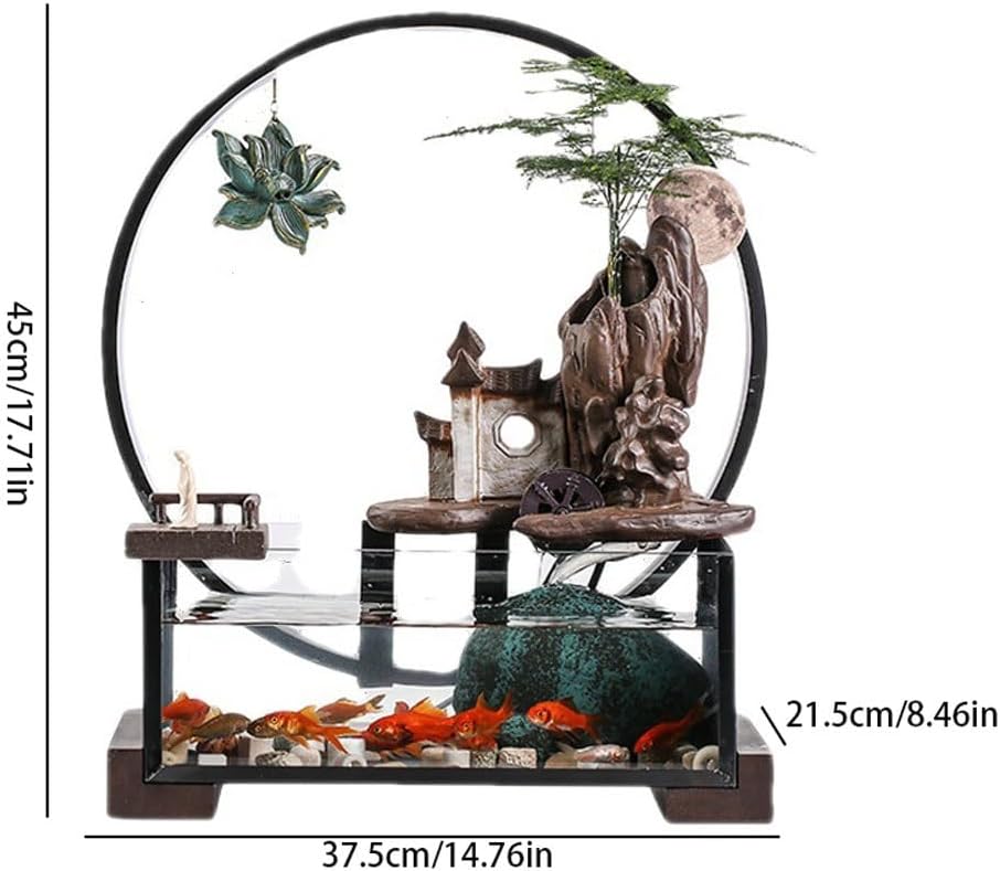 GUERNSEY Tabletop Fountain Desktop Water Ornaments Living Room Office Home Desktop Decoration Circulating Water Fountain Fish Tank Indoor Fountain