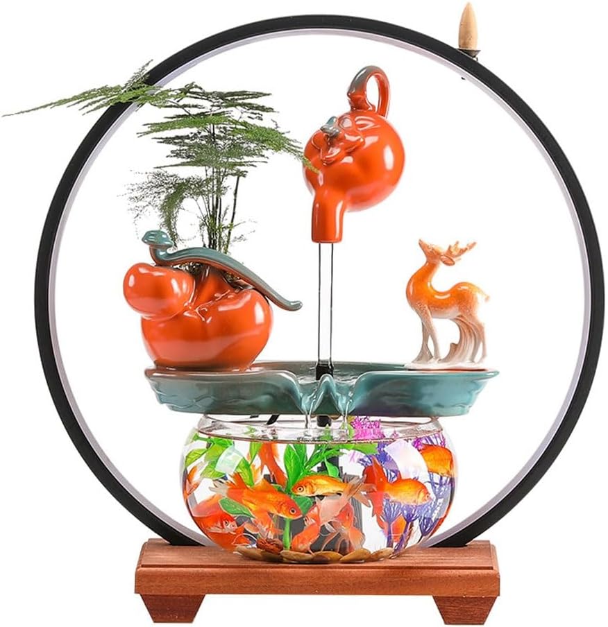 GUERNSEY Tabletop Fountain Creative Water Fountain Ornaments Indoor Desktop Circulating Water Feature Office Desktop Fish Tank Decorations Indoor Fountain