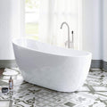 WOODBRIDGE Acrylic Freestanding Bathtub Contemporary Soaking Tub with Brushed Nickel Overflow and Drain B-0006-B/N-Drain &O, 54' B-0006