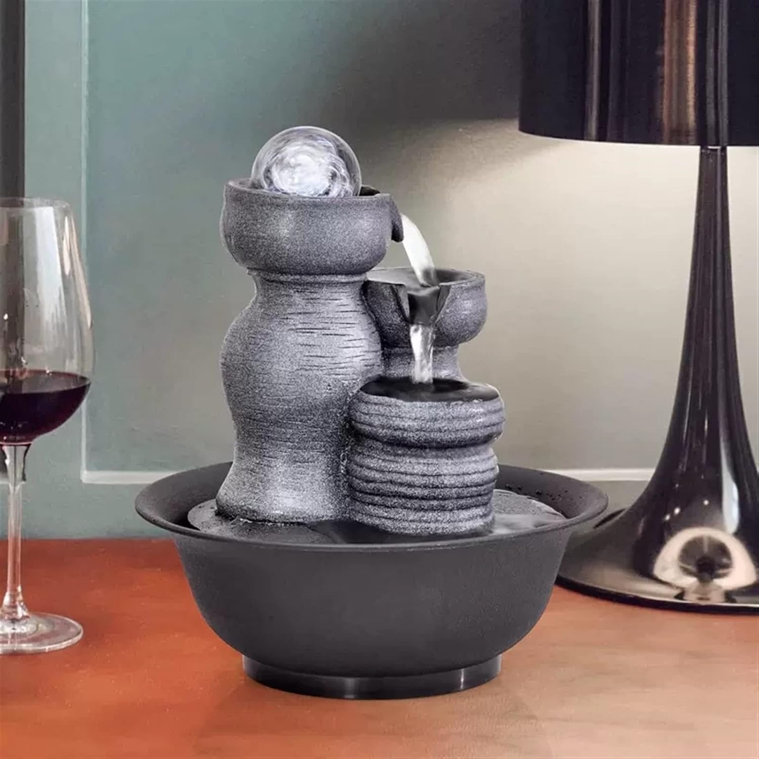HIHELO Desktop Fountain Tabletop Fountain Tabletop Lucky Fountain Indoor Flowing Water Decorative Fountain Home Decorative Circulating Water Ornament Water Fountain Outdoor