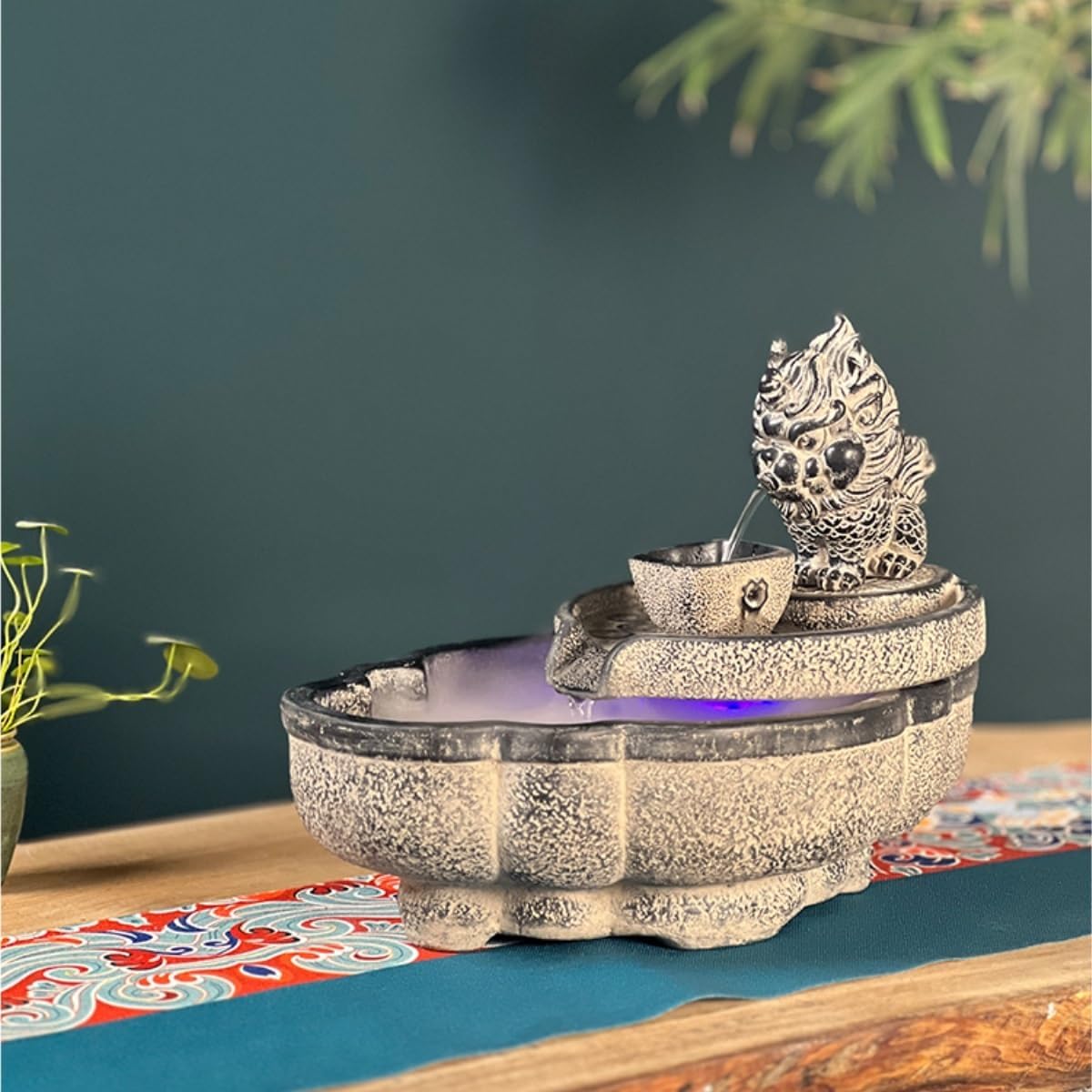 GUERNSEY Tabletop Fountain Desktop Fortune-attracting Flowing Water Ornaments Indoor Desktop Fountain Suitable for Home and Office Decoration Indoor Fountain