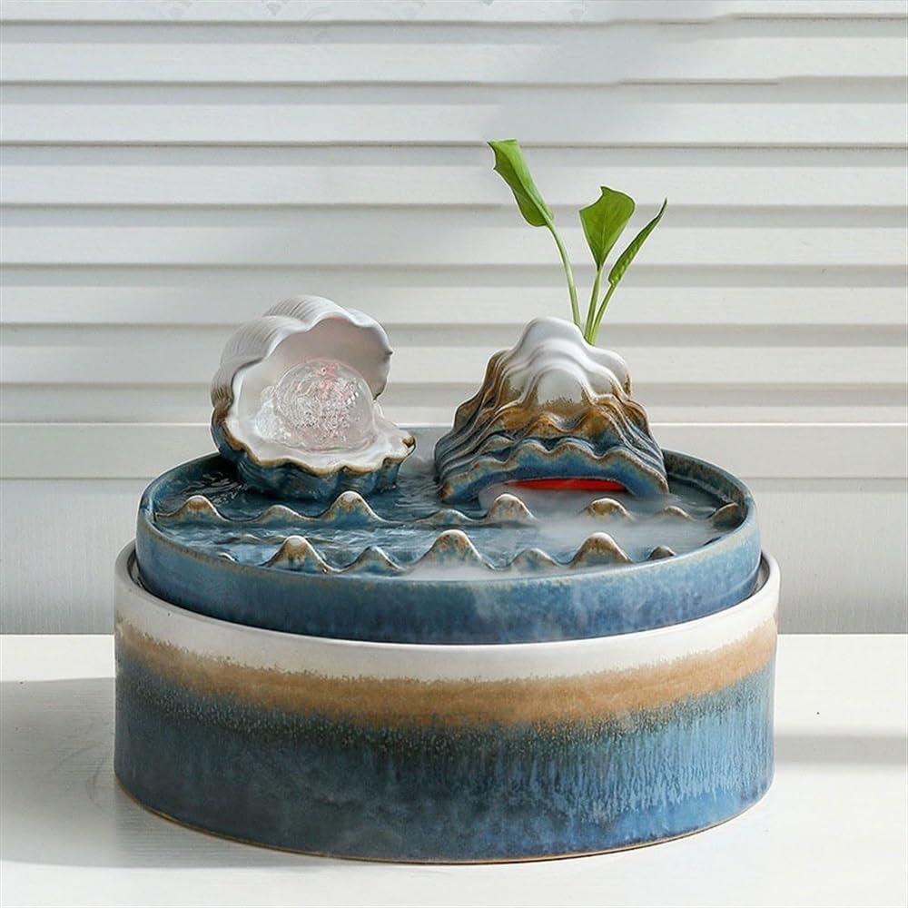 GLigeT Tabletop Fountain Polybasin Circulating Water Feature Desktop Small Humidifier Company Living Room Fountain Decoration Housewarming Gift Water Fountain Decor