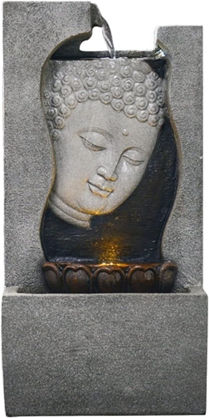 HIHELO Tabletop Fountain Tabletop Fountain Water Buddha Statue Desktop Ornament Fountain Living Room Study Decoration Lucky Waterscape Decoration Indoor Fountain