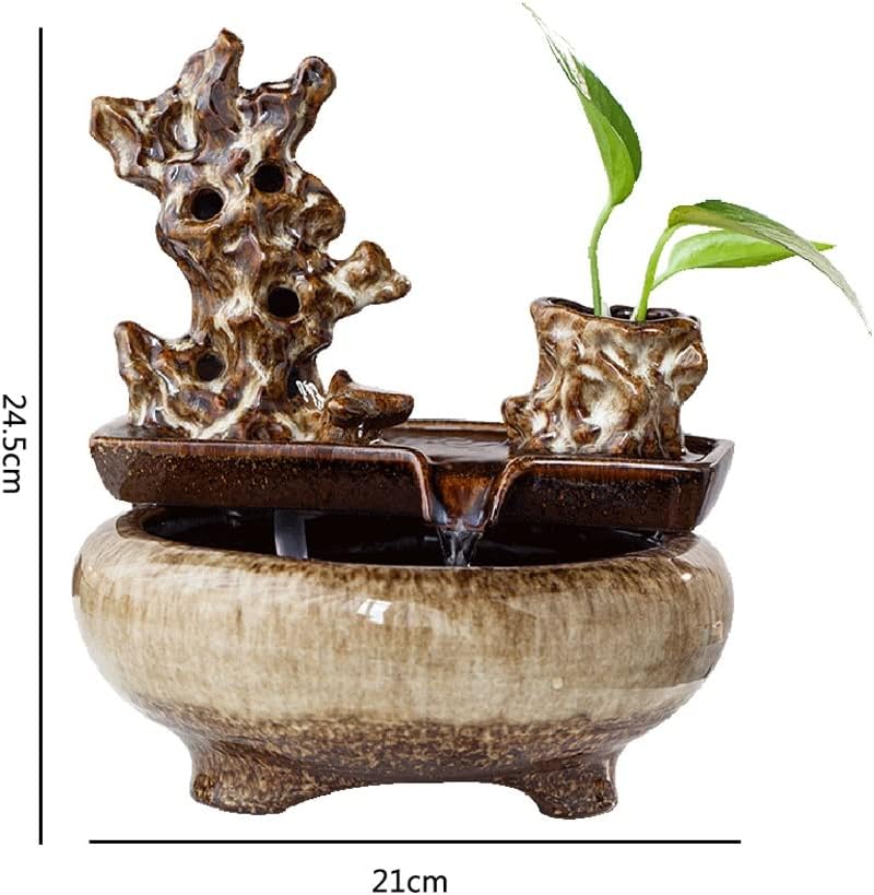 HIHELO Desktop Fountain Tabletop Fountain Living Room Small Flowing Water Ornament Home Indoor Fountain Office Desktop Decoration Water Fountain Outdoor (Color : A)