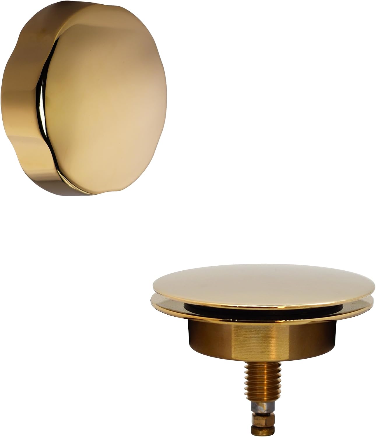 Westbrass A50P27TLE-01 27' Cable Drive Bath Drain Trim Kit with Rotary Overflow Cover Knob, European Stopper and Poly Tubular Pipes, Polished Brass