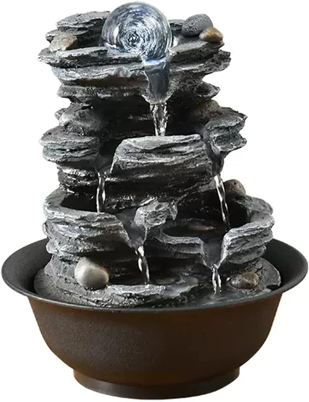 HIHELO Desktop Fountain Tabletop Fountain Resin Rock Waterfall Meditation Fountain Indoor Office Home Bedroom Desktop Fountain Water Fountain Outdoor