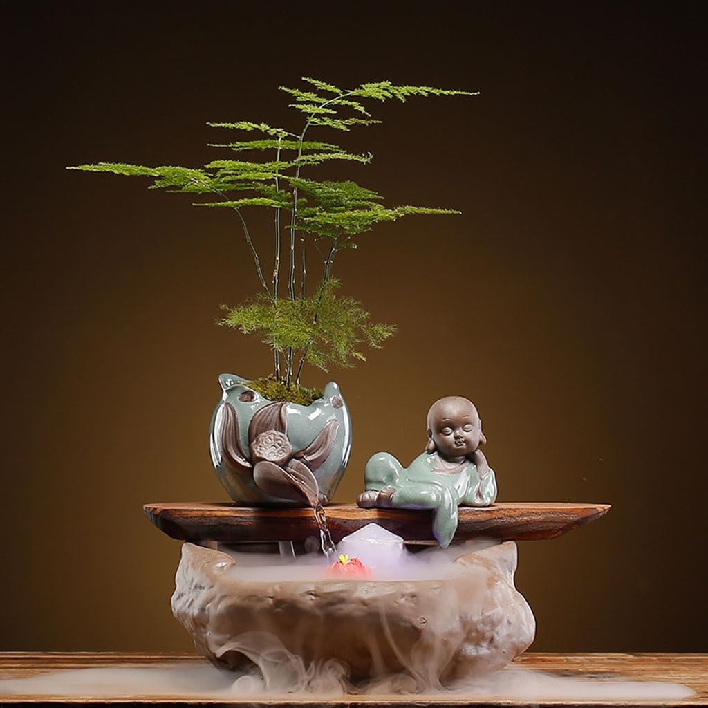 GUERNSEY Tabletop Fountain Chinese Creative Small Water Ornaments Tea Room Desktop Circulating Water Fountain Ornaments Indoor Decorative Fountain Indoor Waterfall Feature Indoor Fountain