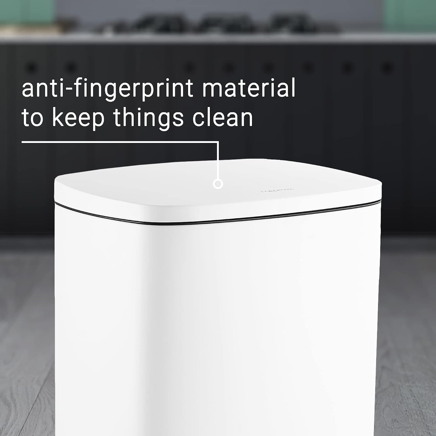 happimess HPM1006C Connor Rectangular 13-Gallon Trash Can with Soft-Close Lid and Free Mini Trash Can, Fingerprint Resistant, Modern, Minimalistic for Home, Kitchen, Office, Bathroom, White