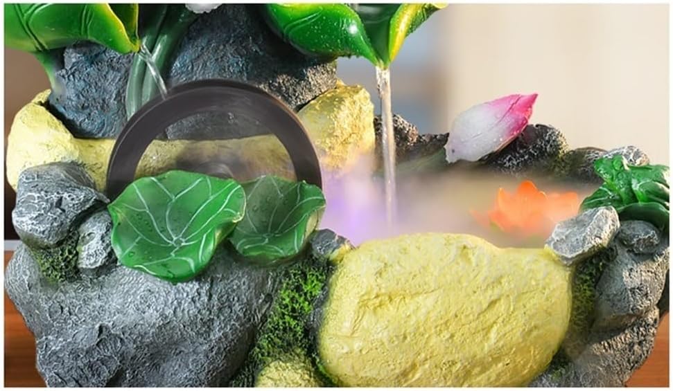 GRFIT Indoor Fountain Tabletop Water Fountain with Decorative Wheels Feng Shui for Indoor and Table Decoration, Desks, Offices and Patios. Table Fountain(Large)