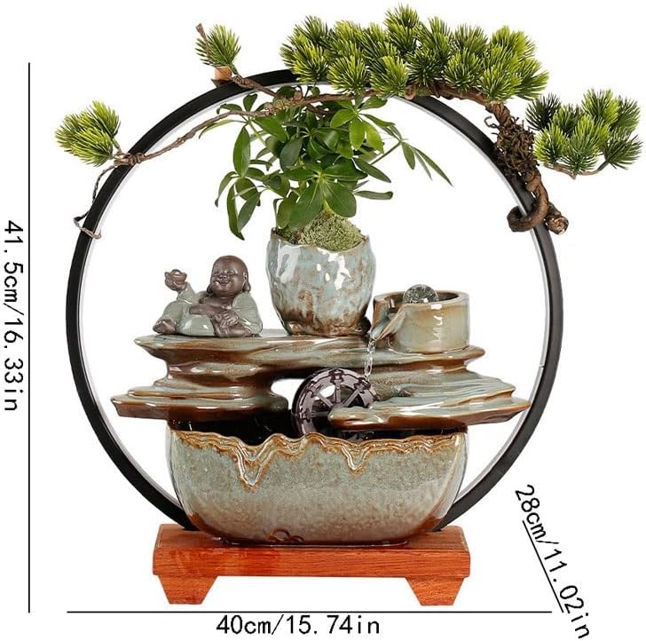 GUERNSEY Tabletop Fountain Chinese Rockery Ceramic Water Ornaments Living Room Creative Office Desktop Circulating Water Fountain Ornaments Indoor Waterfall Feature Indoor Fountain