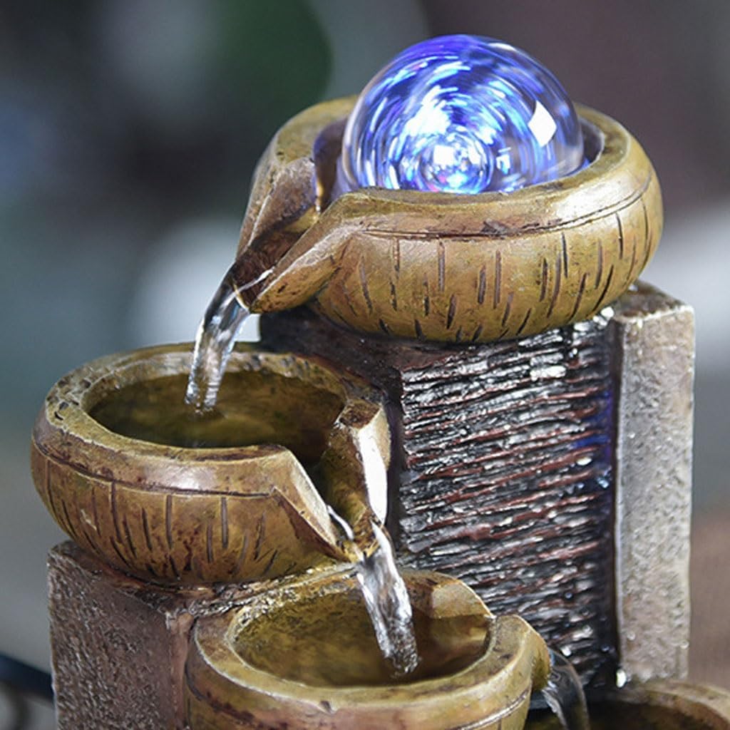 GUERNSEY Tabletop Fountain Flowing Water Ornaments Small Fountain Living Room Desktop Coffee Table Circulating Water Office Decorations Indoor Fountain