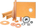 Schluter Kerdi Shower Kit with Shower Tray, Curb, Waterproofing Membrane, Strips & Seals - ABS Plastic, 38' x 60' Tray Size, Off-Center Outlet Position - KSK9651525SABSE