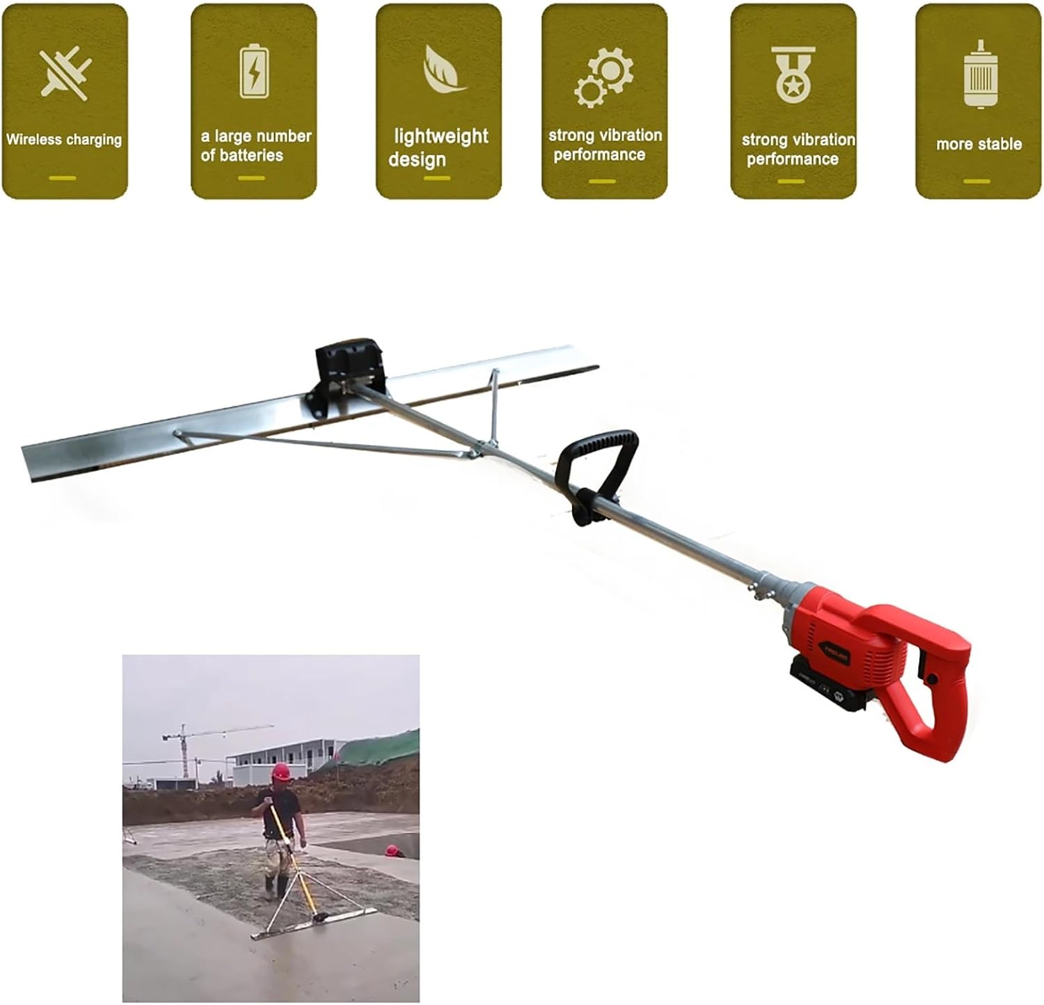 Power Concrete Screed Vibratory Kit,Power Screed Concrete Finishing Tool,6000 RPM 150CM Blade Screed Concrete Finishing Tool,Power Screed Vibration Tool for Concrete Processing