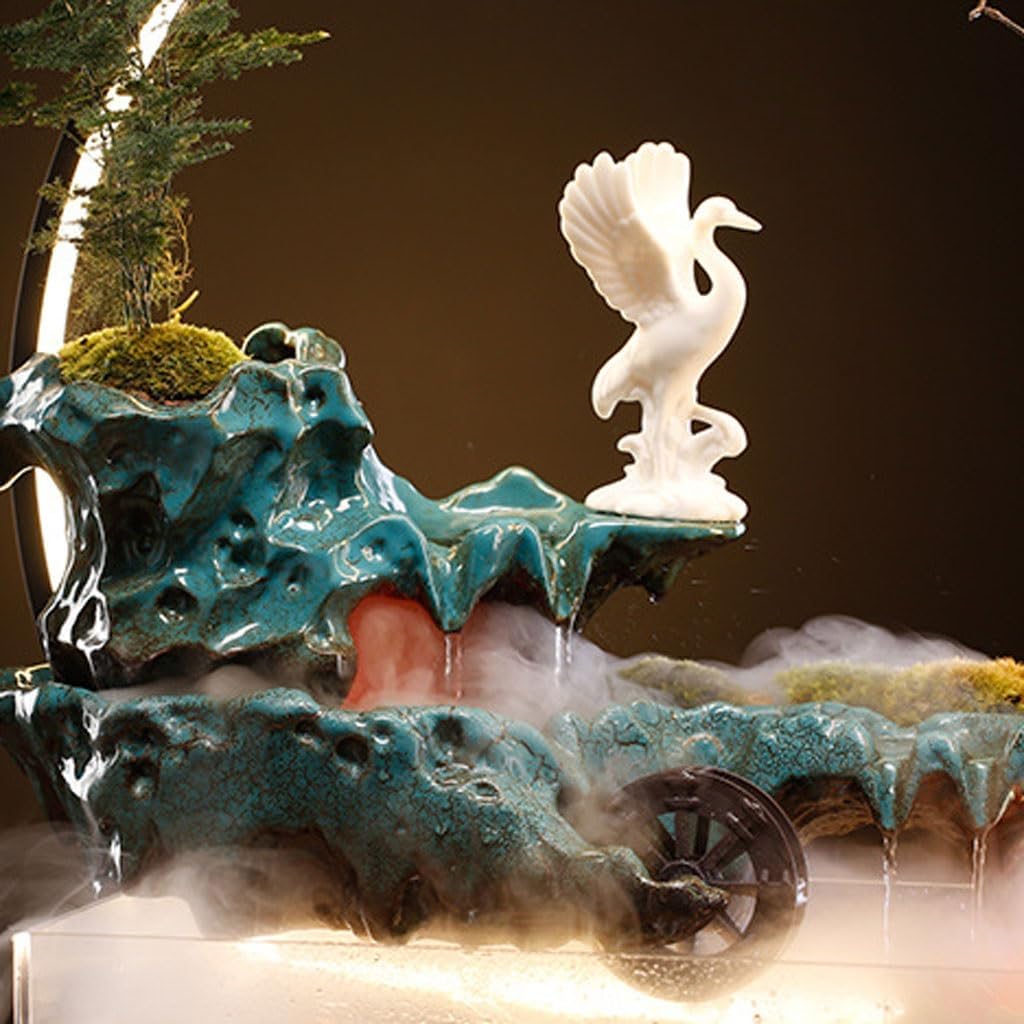 GUERNSEY Tabletop Fountain Simple Home Fountain Fish Tank Water Ornaments Ecological Fish Tank Study Desk Fountain Decoration Indoor Fountain
