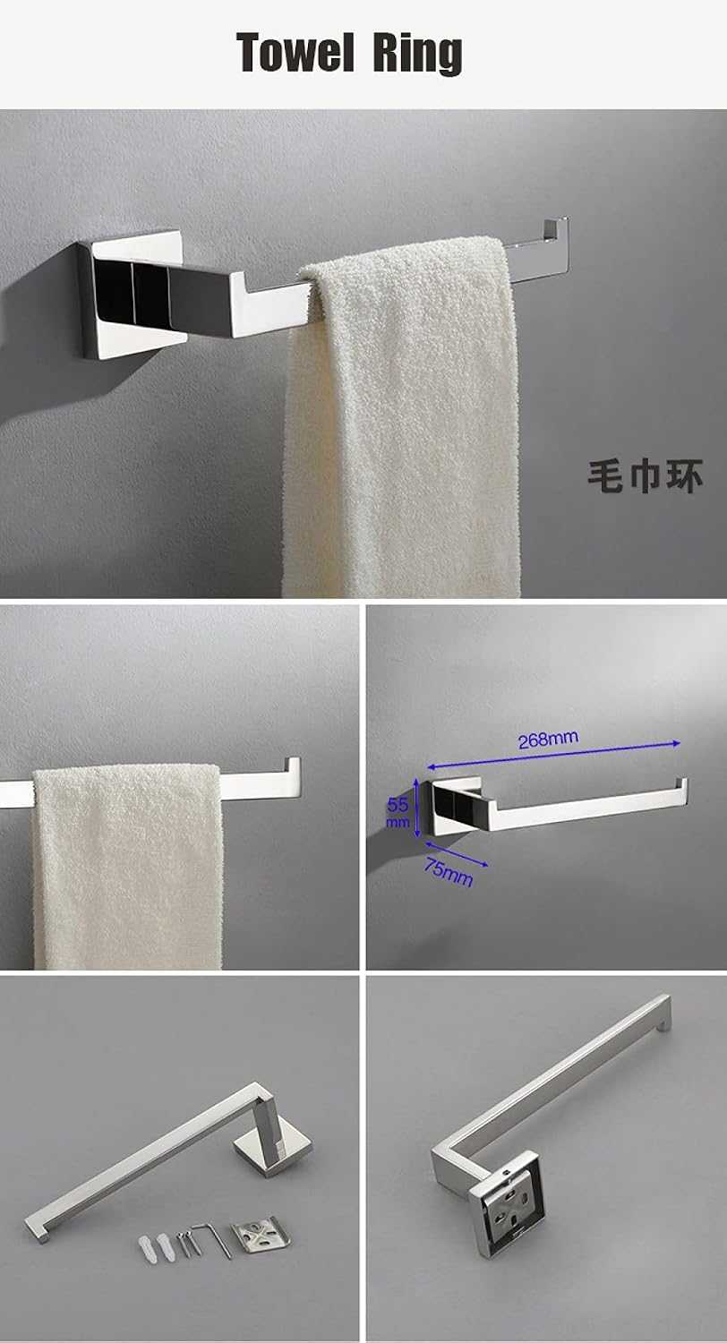 Mirror Polished Chrome Plated Bathroom Accessory - Towel Rack, Paper Rack, Robe Hook - 304(Towel Ring)