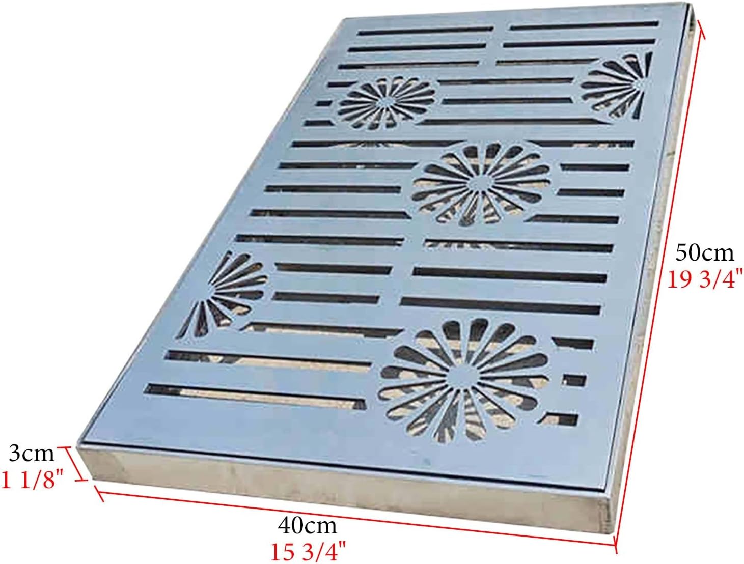 UrbanUp French Drain Kit Steel Grates for Driveway, Efficient Drainage Drain Strainers Grate, Storm Drain Strainer for Garbage Disposal, Multi-Size(50x40x3cm(19 3/4x15 3/4x1 1/8'))