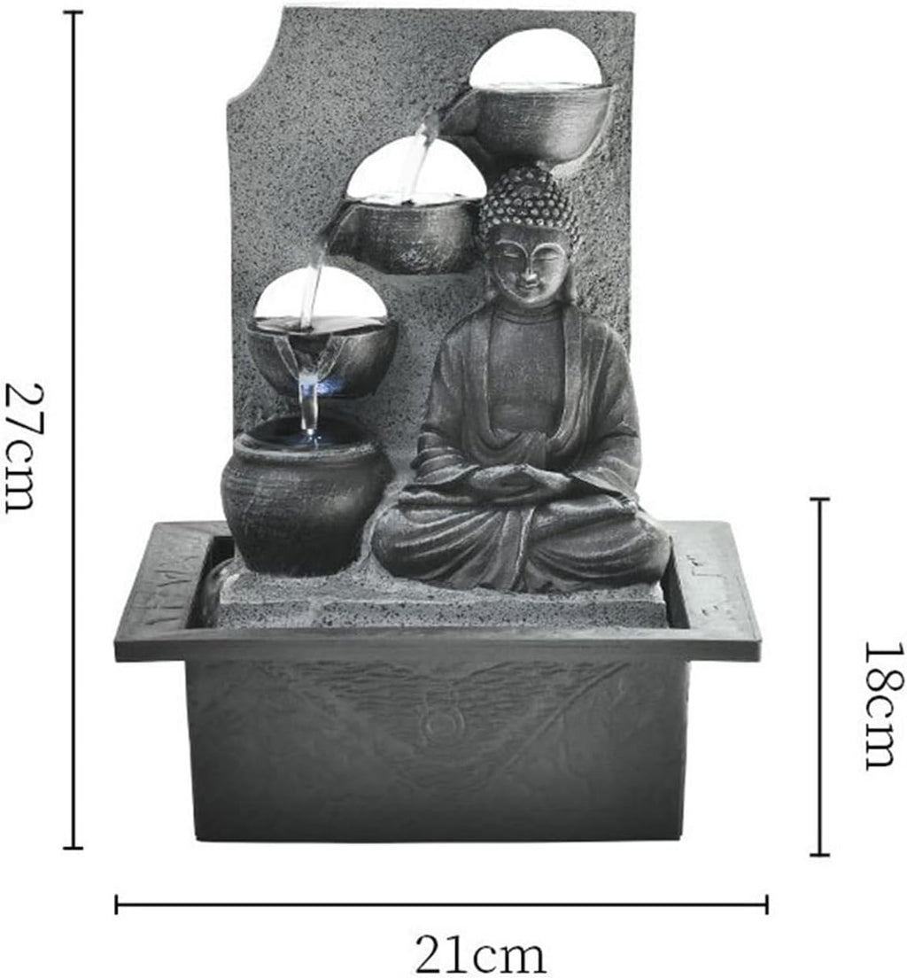 GLigeT Tabletop Fountain Zen Buddha Fountain Ornament Desktop Decoration Circular Water Fountain Office Desktop Water Landscape Decoration Water Fountain Decor