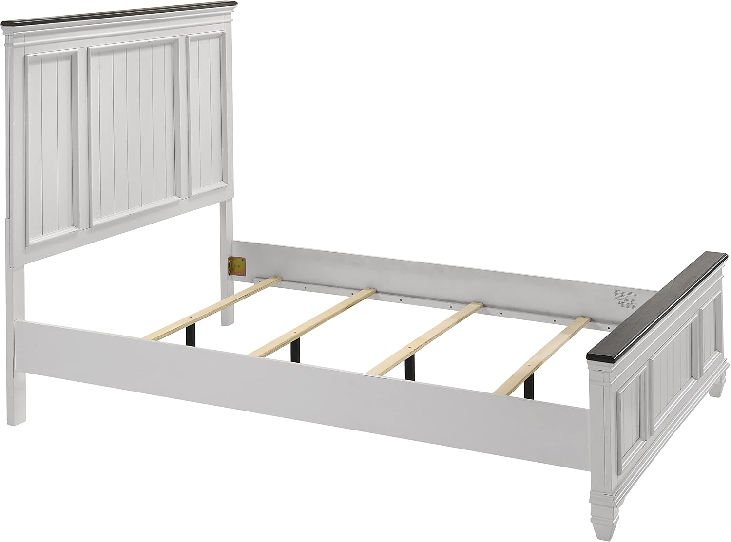 Clelane Wood Bedroom Set with Shiplap Panel Queen Bed, Dresser, Mirror, and Two Nightstands in Weathered White and Dark Gray