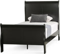 Furniture of America Louis Phillipe Traditional Wood Twin Bed Frame with Headboard and Footboard, Elegant Sleigh Design Bedframe for Bedroom, Guest Room, Easy Assembly, Box Spring Required, Black