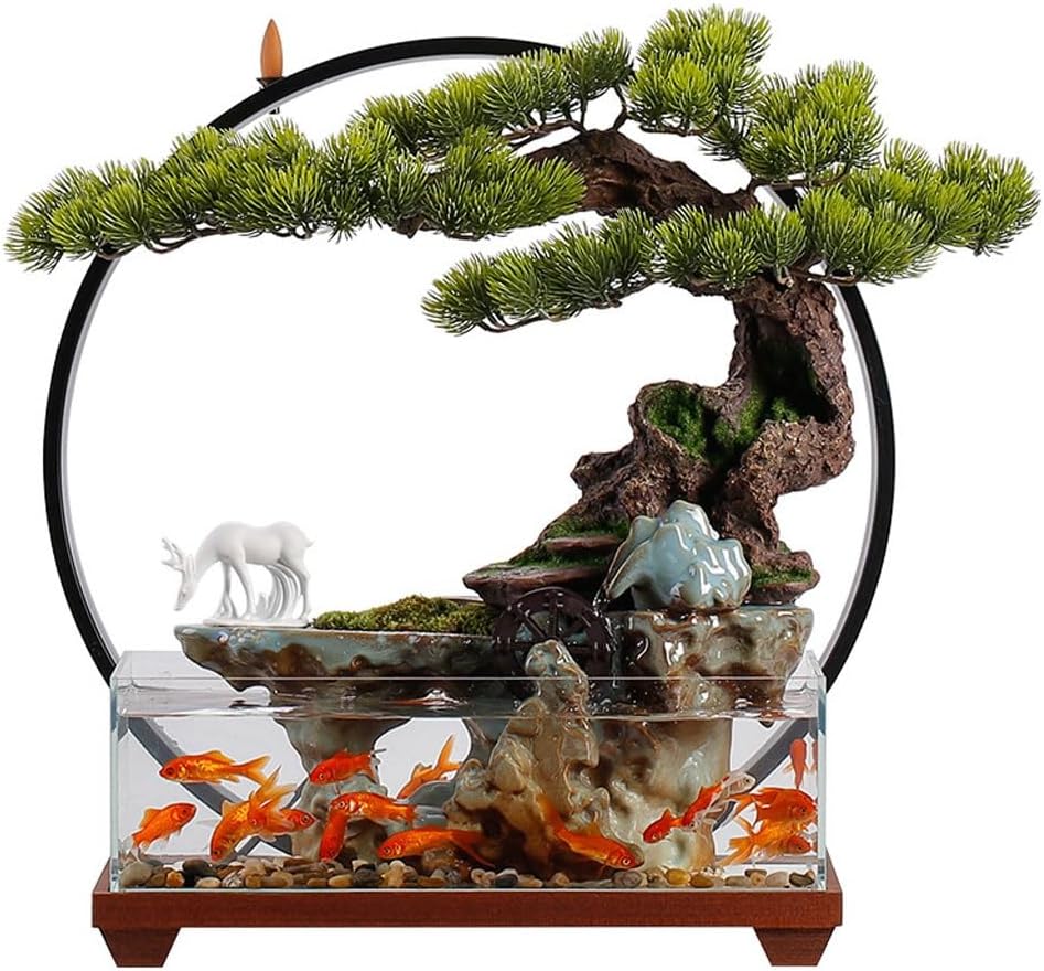 GUERNSEY Tabletop Fountain Tabletop Fountains Flowing Water Glass Fish Tank Decorative Ornaments Living Room Desktop Circulating Water Table Fountain Ornaments Indoor Fountain