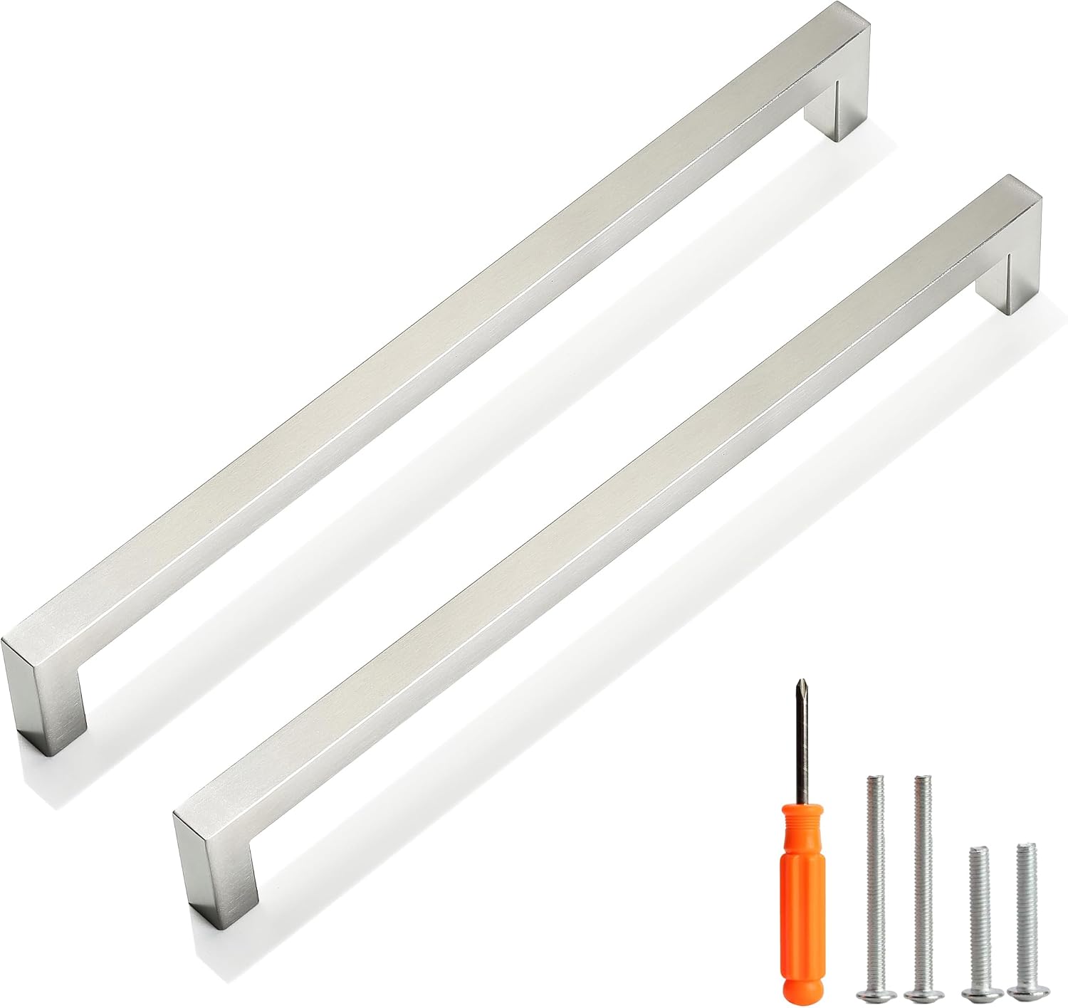 Cabinet Pulls Brushed Nickel Cabinet Handles Square Drawer Pulls, 30 Pack 10 Inch Stainless Steel Kitchen Door Cupboard Cabinet Handles, Cabinet Hardware Drawer Handles, 256mm Hole Centers