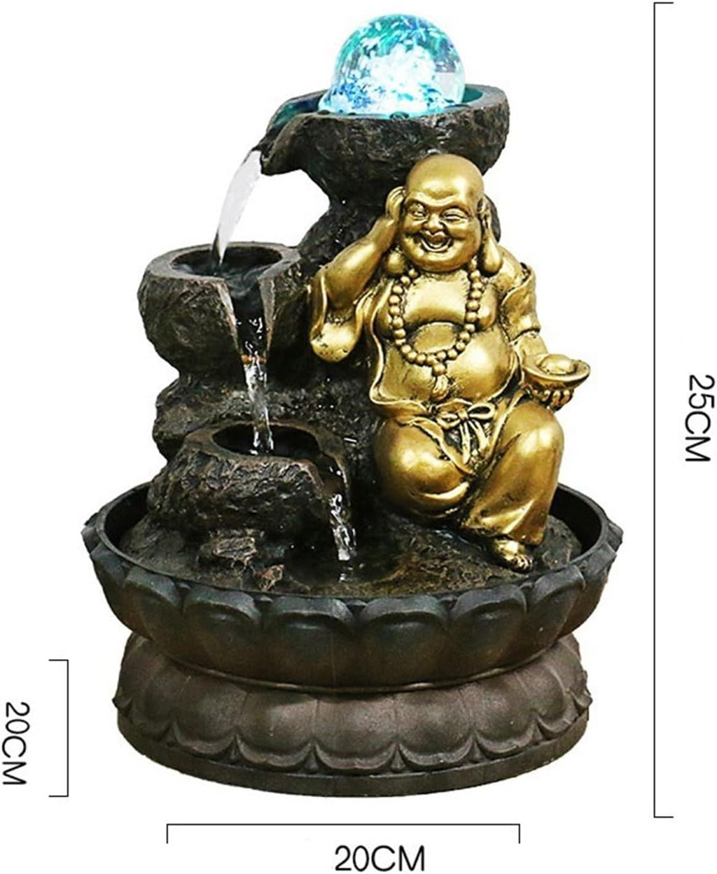 GLigeT Tabletop Fountain Desktop Decorations Home Living Room TV Cabinet Chinese Attracting Wealth Fountain Buddha Ornaments Water Fountain Decor