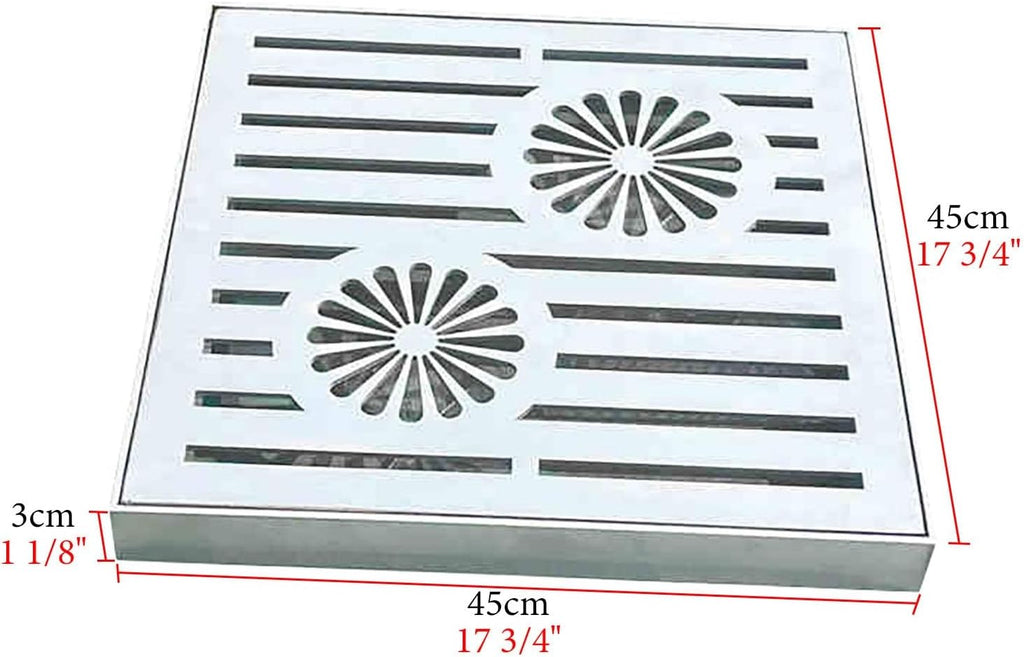 UrbanUp French Drain Kit Steel Grates for Driveway, Efficient Drainage Drain Strainers Grate, Storm Drain Strainer for Garbage Disposal, Multi-Size(45x45x3cm(17 3/4x17 3/4x1 1/8'))