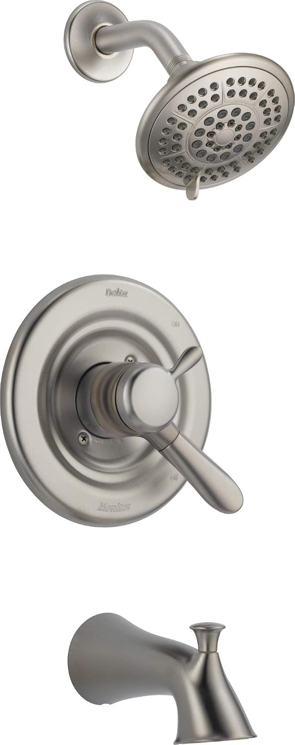 Delta Faucet Lahara 17 Series Dual-Function Tub and Shower Trim Kit with 5-Spray Touch-Clean Shower Head, Stainless T17438-SS (Valve Not Included)