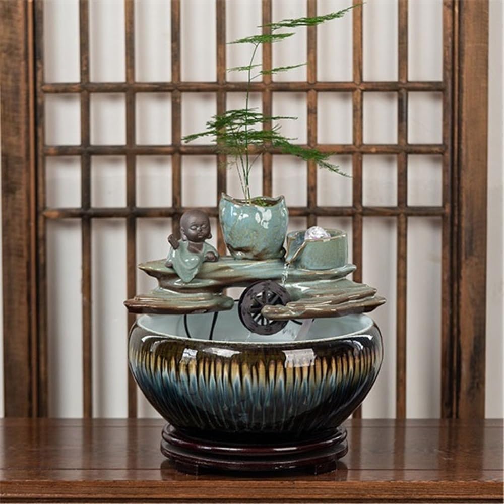Tabletop Fountain Ceramic Water Feature Indoor Tabletop Desktop Home Decoration Suitable for Keeping Fish Decor