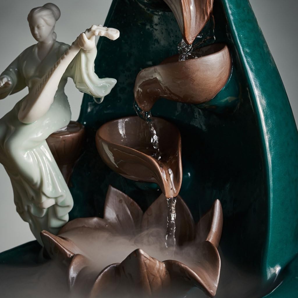 GUERNSEY Tabletop Fountain Chinese Creative Water Ornaments Home Living Room Ceramic Desktop Fountain Indoor Desktop Ornaments Office Decorations Tabletop Fountains Indoor Fountain