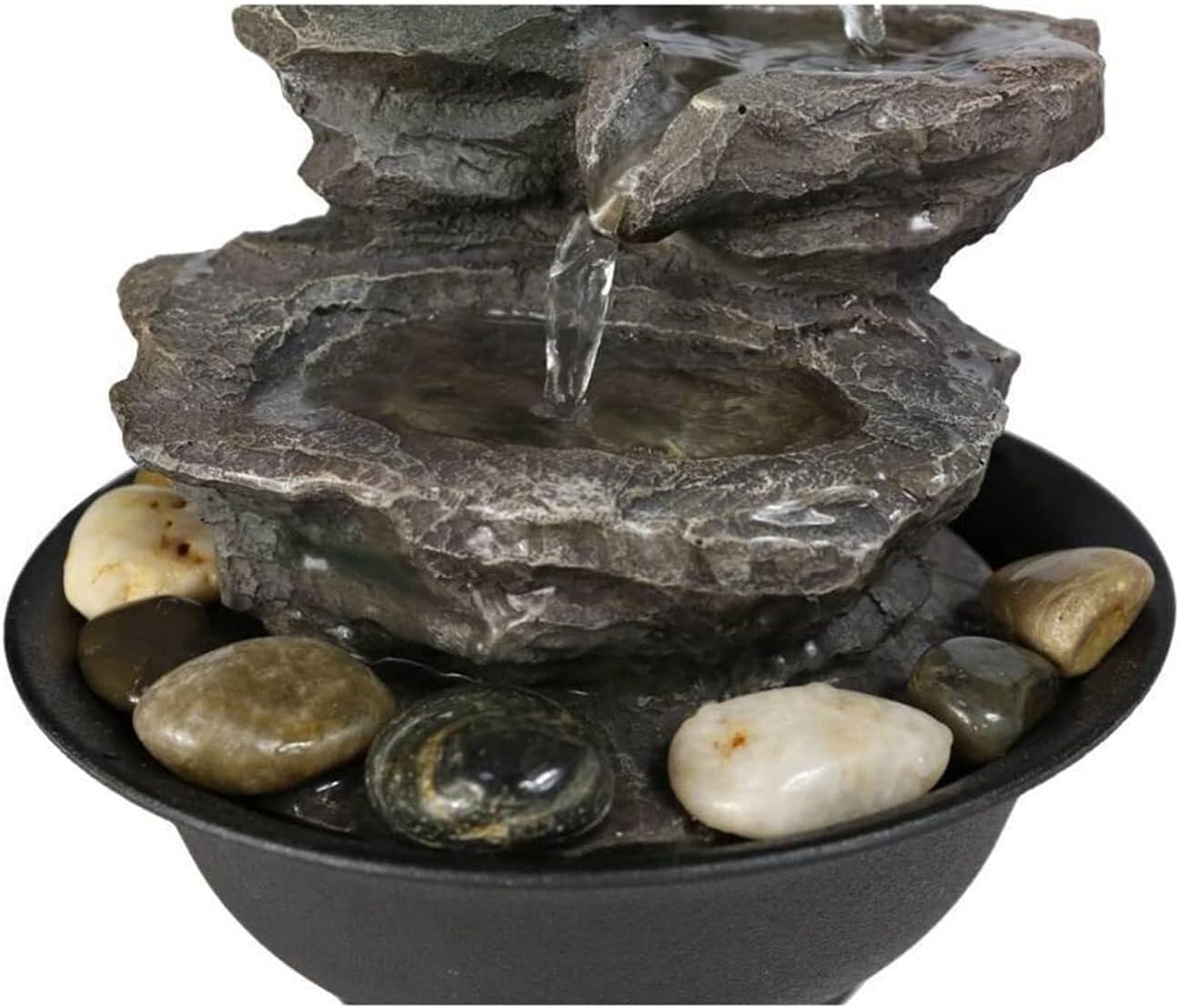 Desktop Waterfall Tabletop Fountain with LED Lights and Rotating Ball, Indoor Desktop Water Feature