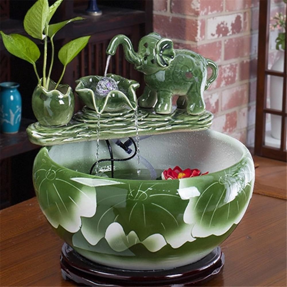 Tabletop Ceramic Tabletop Fountain Automatic Flowing Fish Tank for Indoor and Home Decoration Decor(Large)