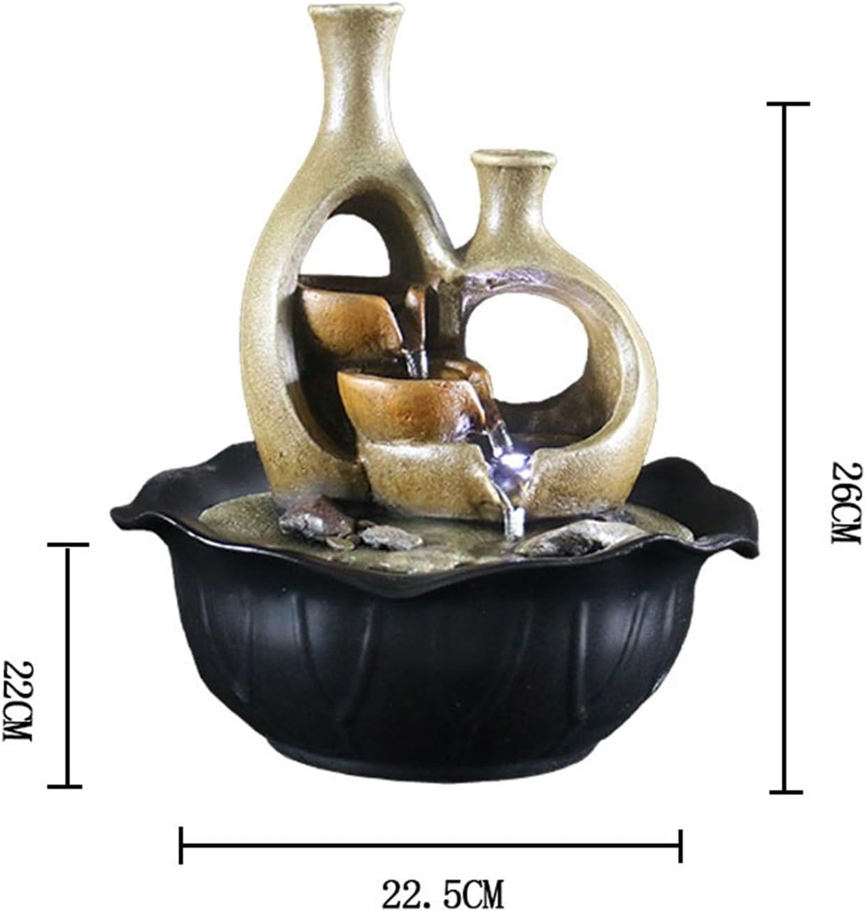 GLigeT Tabletop Fountain Simple Retro Desktop Fountain Feng Shui Ball Ornaments Home Living Room Decorations Gift Furnishings Water Fountain Decor