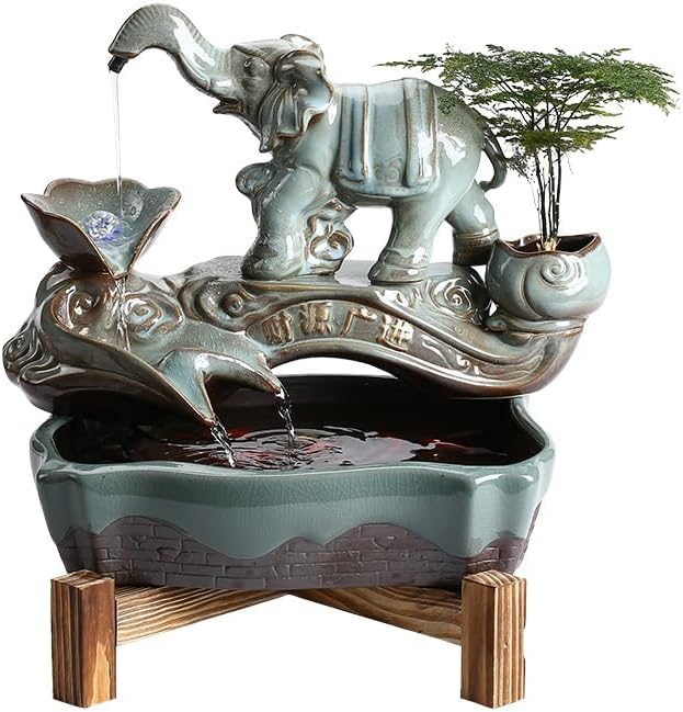 GUERNSEY Tabletop Fountain Tabletop Fountain Chinese Style Creative Flowing Water Fountain Office Living Room Decoration Fish Tank Ornaments Indoor Fountain