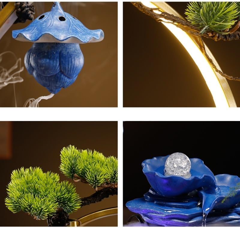 GUERNSEY Tabletop Fountain Tabletop Fountain Creative Flowing Water Fountain Feng Shui Wheel Ornaments Circulating Water Ball Small Office Decoration Indoor Fountain