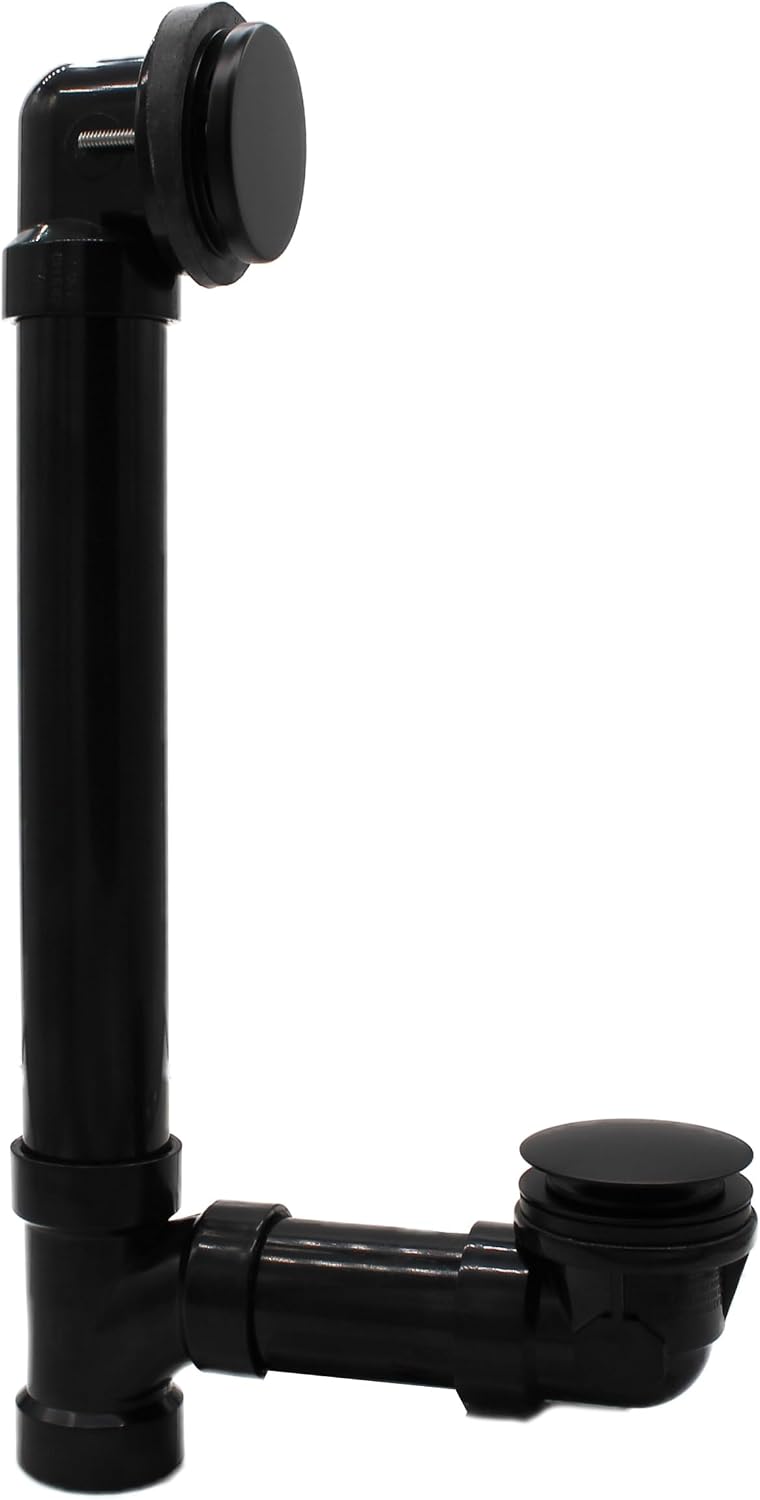 Westbrass 493144H-62 14' Sch. 40 ABS Bath Waste & Overflow Assembly with Tip-Toe Drain Plug and Illusionary Faceplate, Matte Black (4-Pack)