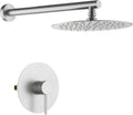 KIBI Circular Shower System for Bathroom | Wall Mounted Single Function Shower Faucet Set with Solid Brass Pressure-Balanced Valve for Consistent Water Flow | Brushed Nickel, KSF407