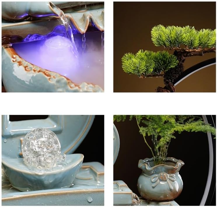 GUERNSEY Tabletop Fountain Tabletop Fountain Ceramic Flowing Water Ornaments Circulating Water Living Room Office Decorations Indoor Fountain