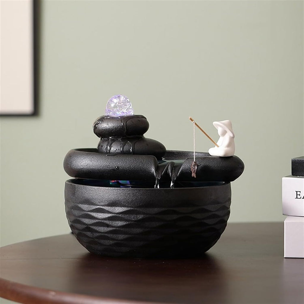 GLigeT Tabletop Fountain Attracting Wealth Ceramic Fish Tanks Fountains Office Desks Home Opening Gifts High End Flowing Decorations for Living Rooms Water Fountain Decor