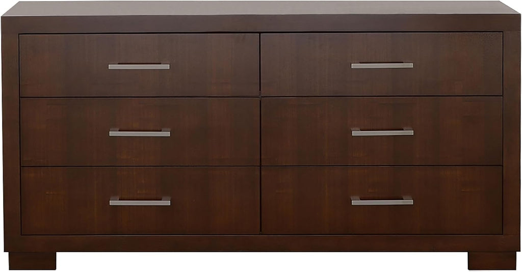 Coaster Home Furnishings Jessica Contemporary 6-Piece Bedroom Set Queen Size LED Panel Bed Frame 43-inch Headboard Cappuccino 200711Q-S6P