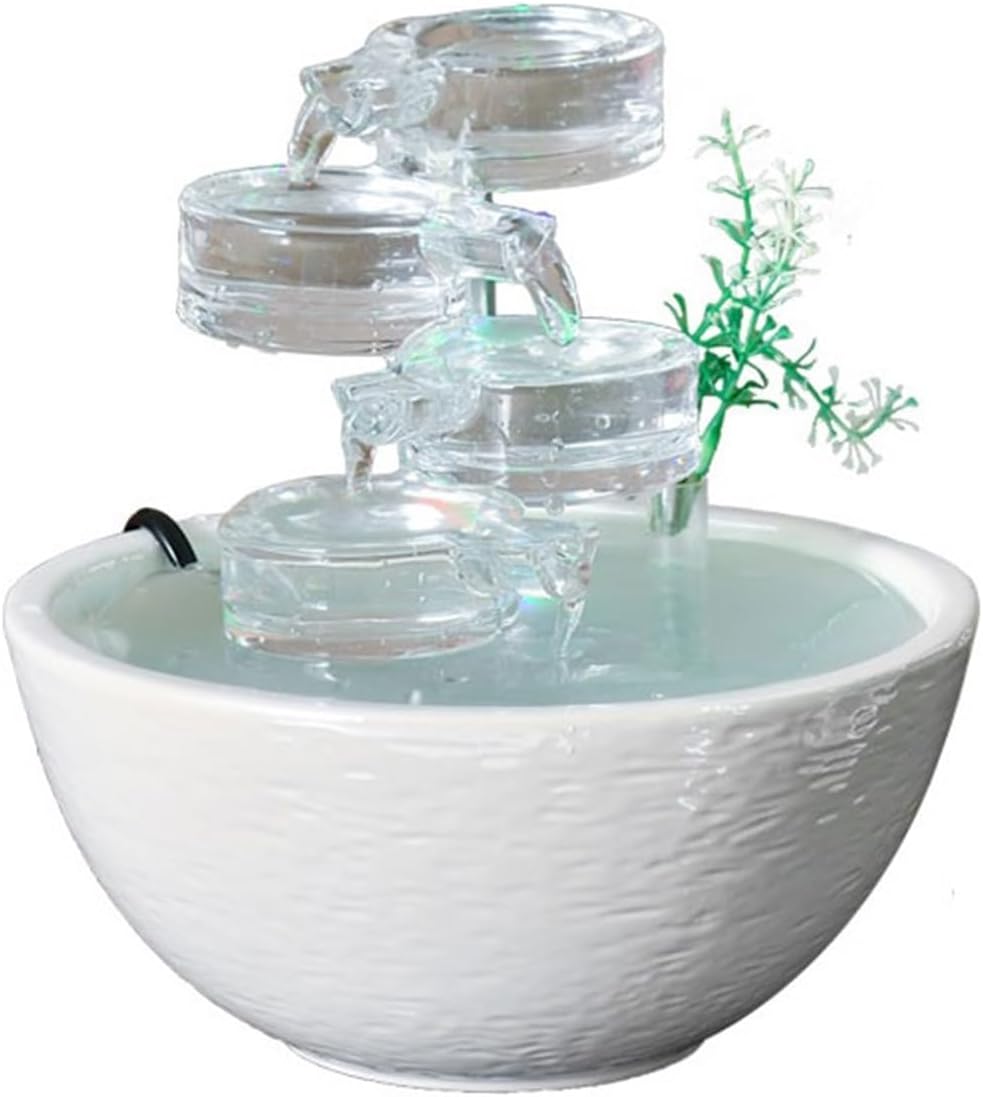 GLigeT Tabletop Fountain Ceramic Desktop Ornaments Modern Simple Cycle of Water Fountain Home Living Room TV Cabinet Wealth Decorations Water Fountain Decor