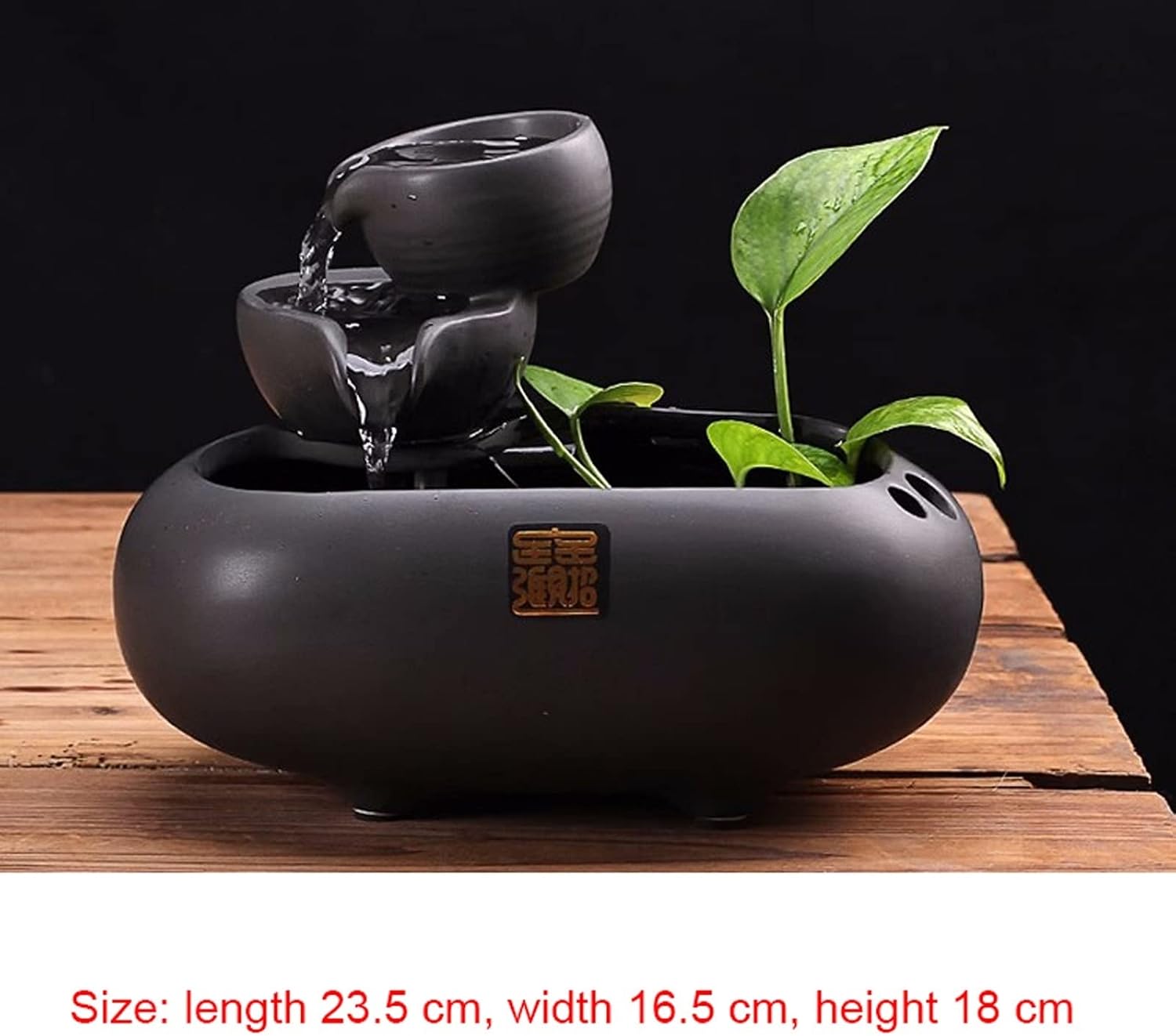 HIHELO Desktop Fountain Ceramic Waterfall Indoor Fountain Table Fountain Zen Tabletop Fountain Office Home Interior Decoration 7.0 Inch Tall Fountain (Black) Water Fountain Outdoor