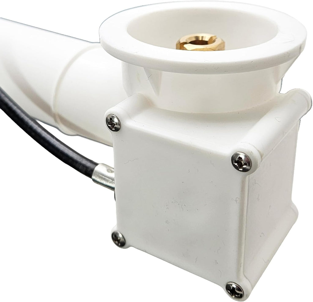 Westbrass A50P35TLE-01 35' Cable Drive Bath Drain Trim Kit with Rotary Overflow Cover Knob, European Stopper and Poly Tubular Pipes, Polished Brass