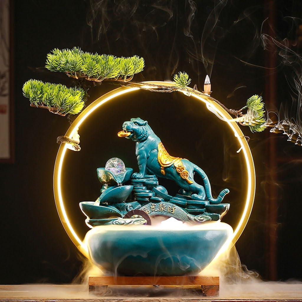 GUERNSEY Tabletop Fountain Creative Home Ceramic Water Ornaments Office Desktop Decoration Fountain Simple Ceramic Water Device Indoor Fountain