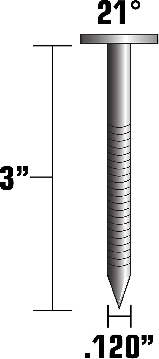 Metabo HPT Framing Nails | 3-Inch x .120 | 21 Degree | Full Round Head | Ring | Galvanized | 4,000 Count | 10302HPT