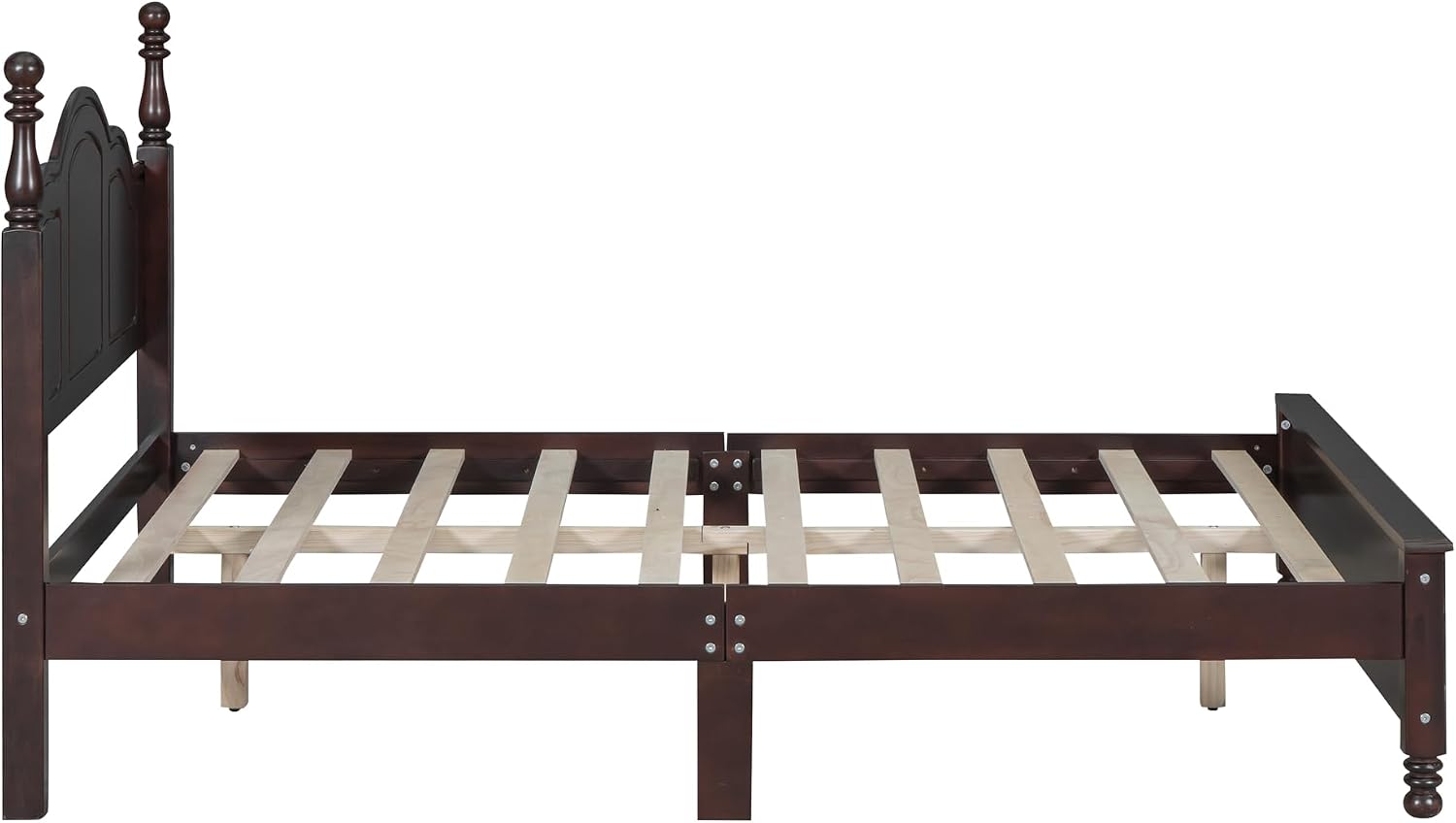 3-Pieces Bedroom Sets, Retro Style Full Size Platform Bed with Wooden Slat Support and Headboard, Wooden Bedroom Furniture Set with 2 Nightstands for Kids Teens Adults Bedroom (Walnut + Wood 078)