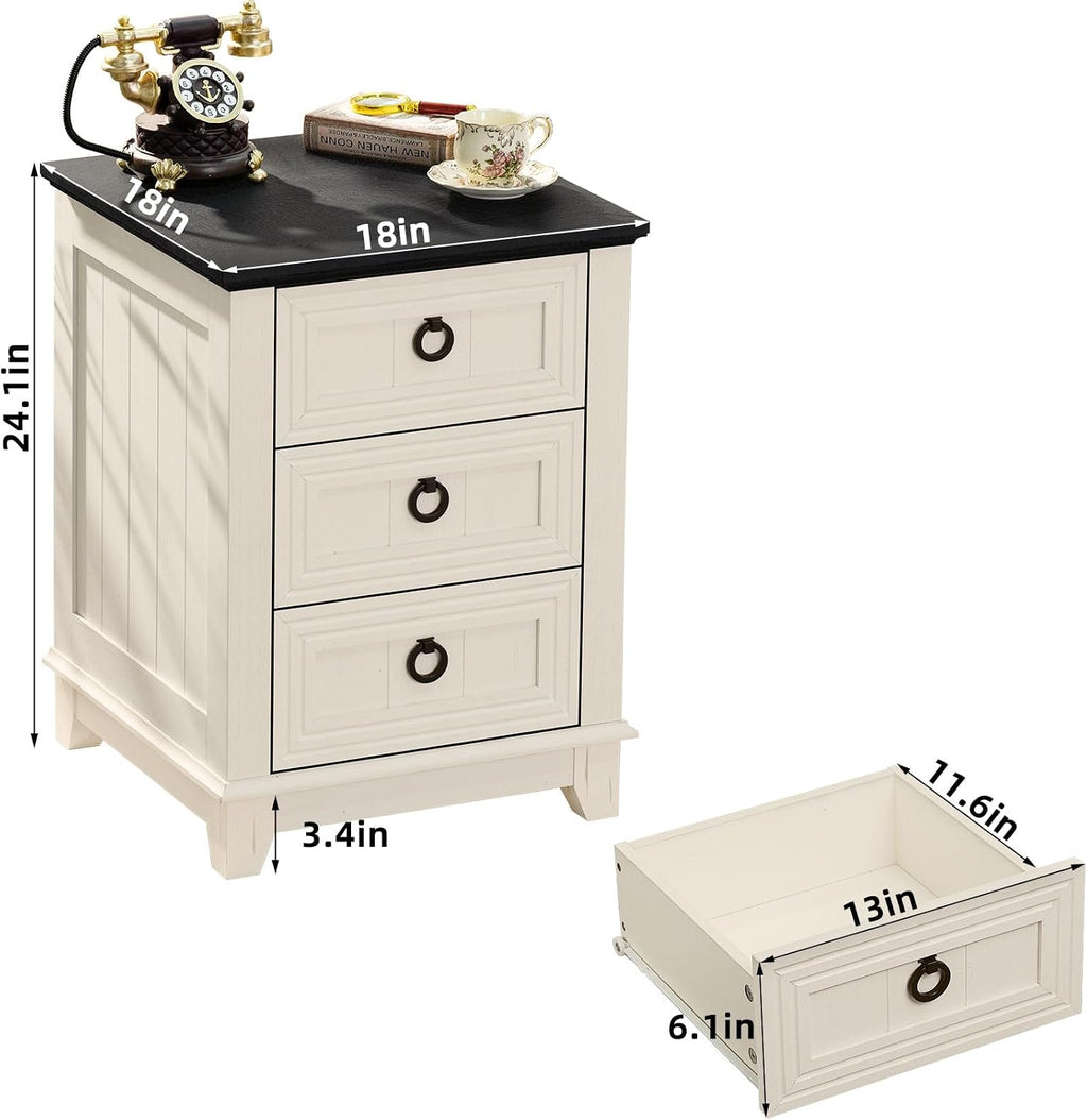 Joaxswe Farmhouse Dresser and Nightstand Sets 3 Piece, Nightstands Set of 2 and 6 Drawers Dressers for Bedroom, 54' Wide Dresser and 18' Inch Night Stand Set for Bedroom, Living Room, Hallway