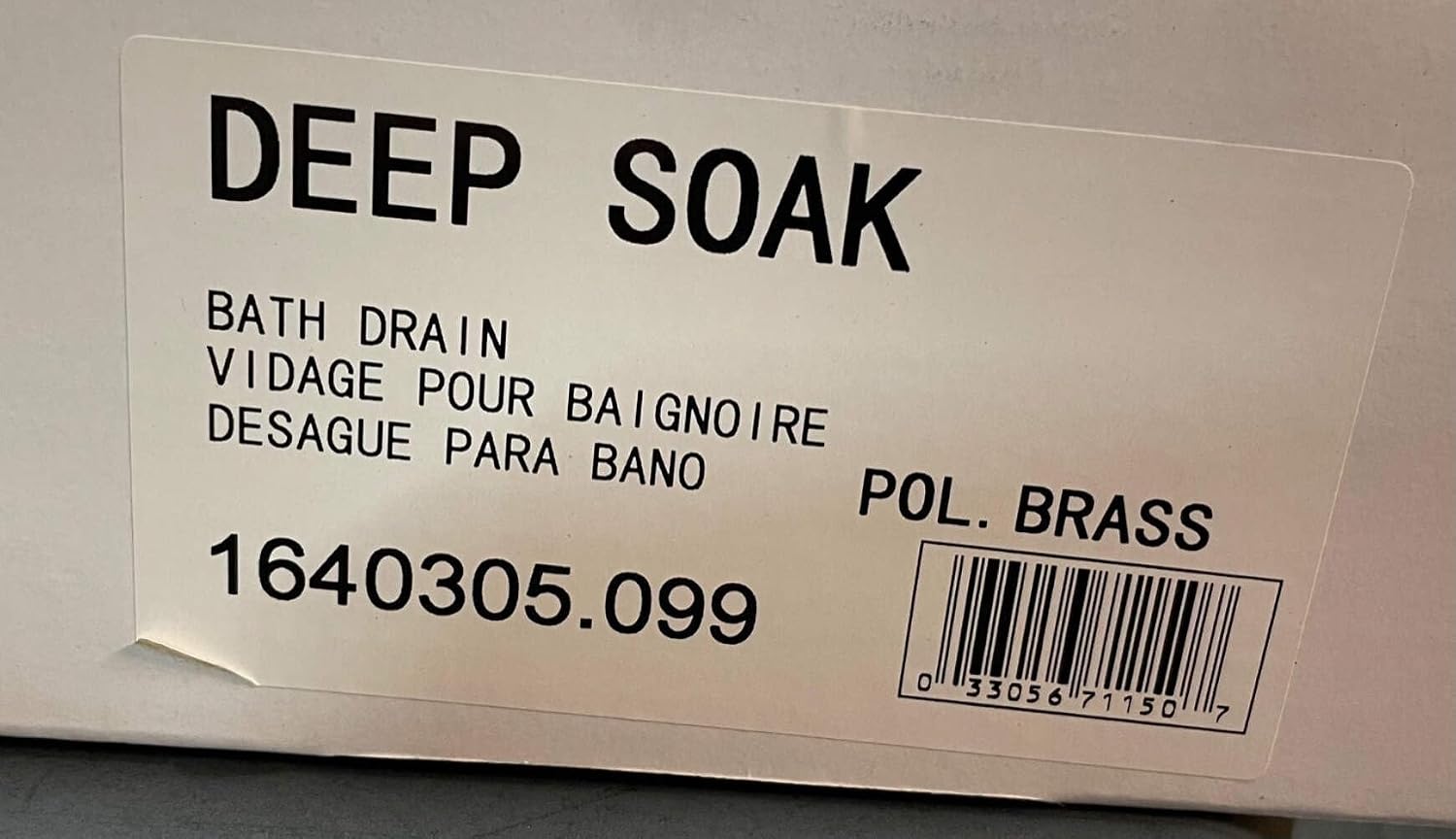 American Standard 1640.305.099 Deep Soak Bath Drain, Polished Brass