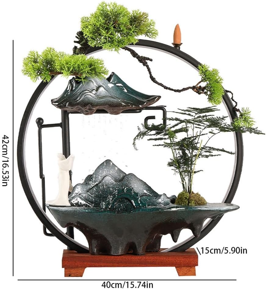 GUERNSEY Tabletop Fountain Chinese Style Home Desktop Water Home Decoration Living Room Office Study Desktop Fountain Desktop Decoration Indoor Fountain