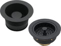 Westbrass CO2185-62 Combo Pack 3-1/2' Post Style Large Kitchen Sink Basket Strainer and Waste Disposal Drain Flange with Stopper, Matte Black